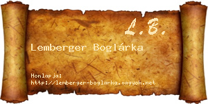 Lemberger Boglárka névjegykártya